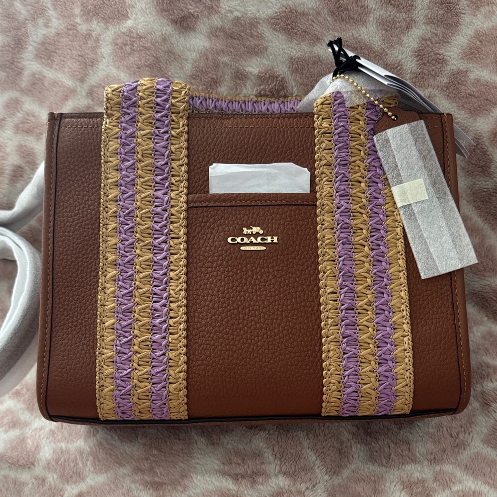 Coach Brown and Lavender Tote Bag